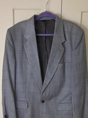 Members Only Mens Plaid Blue Grey Silk Wool Blend Sport Coat Blazer Jacket 42R